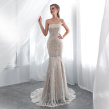 Mermaid Strapless Lace Wedding Dress With Flowers WH44653