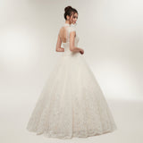 Gorgeous Ball Gown High Neck Sequins Ivory Lace Wedding Dress WH50639
