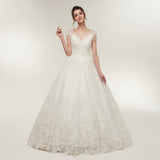 Fashion Ball Gown Sequins Ivory Lace Floor Length Wedding Dress WH50640