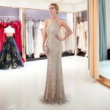 Gorgeous Mermaid Halter Sleeveless Beading Sweep Train Prom Dress Party Dress WH90684