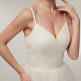 Elegant A Line Spaghetti Straps Organza High Low Wedding Dress Prom Dress WH22633