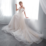 Fashion V-Neck Lace Court Train Wedding Dress WH36663