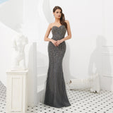 Mermaid Strapless Beads Sleeveless Prom Dress With Dress Shawl WH80307