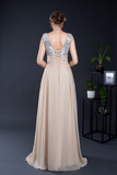 A Line V-Neck Sleeveless Sequins Chiffon Floor Length Prom Dresses Party Dresses WH16288