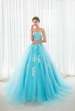 Ball Gown Strapless Appliques Beading Tulle Court Train Prom Dress Party Dress WH34293