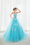 Ball Gown Strapless Appliques Beading Tulle Court Train Prom Dress Party Dress WH34293