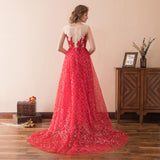 Shiny A Line Beading Red Tulle Prom Dress With Sequins Party Dress WH30604