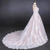 Ball Gown Strapless Wedding Dress with Lace Applique Lace Up Bridal Dress W1144