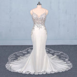 Spaghetti Straps Mermaid Wedding Dress with Lace V-Neck Wedding Dress W1151