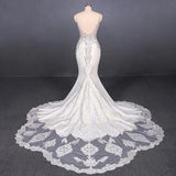 Spaghetti Straps Mermaid Wedding Dress with Lace V-Neck Wedding Dress W1151