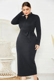 Plus Size Long Sleeve Black Mermaid Prom Dress Tea Length Formal Dress FP5237