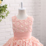 Ball Gown Round Neck Sleeveless Appliques Tulle Flower Girl Dress WH17818