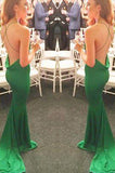 New Style Elegant Mermaid Green Backless Prom Dress