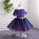 Princess Off The Shoulder Appliques Pearls Tulle Flower Girl Dresses With Pearls Lovely Little Girl Dresses WH20806