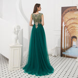 Vintage A Line Sleeveless Appliques Beading Tulle Sweep Train Prom Dress With Dress Shawl WH59324