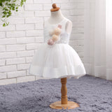 Round Neck Appliques Tulle Flower Girl Dress WH11810