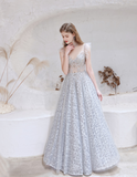 Gorgeous A Line Sleeveless Beading Tulle Floor Length Prom Dress Party Dress WH551020