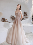 A Line Strapless Beading Tulle Prom Dress With Dress Shawl WH991021