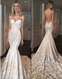 Gorgeous Mermaid Sweetheart Court Train Tulle Wedding Dresses with Appliques Lace PH275