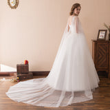 Gorgeous Ball Gown Ivory Lace Floor Length Wedding Dress With Dress Shawl WH35607