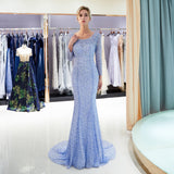 Mermaid Long Sleeve Beading Court Train Prom Dress WH110699