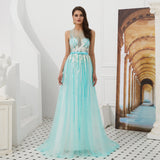 Gorgeous A Line See-through Sleeveless Beading Tulle Prom Dress WH60313