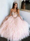 Gorgeous Ball Gown Sweetheart Pink Tulle Prom Dress Sweet 16 Dress