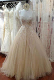 Ivory Tulle Lace Sequins A Line Dresses With Straps Wedding Dresses