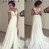 Sexy See through Lace Beach Wedding Gown Prom Dress