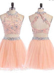 Peach Two Pieces Short Homecoming Dress