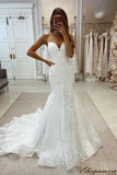 Mermaid Sweetheart Tulle Wedding Dress with Slit N123