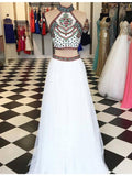 Embroidery Two Piece Prom Dress Two Pieces Pageant Gowns PH551