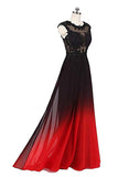 A Line Ombre Lace Appliques Prom Dresses Long Evening Dresses PW851