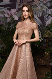 Elegant A Line High Neck Cap Sleeves Sequins High Low Homecoming Dress WH28383