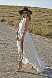 Boho Beach Wedding Dresses Sexy Open Backs Lace White Wedding Gown PM359