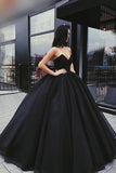 Black Sweetheart Ball Gown Beaded Princess Cheap Strapless Prom Quinceanera Dresses uk PH852