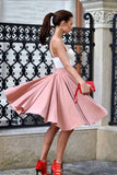 A Line Spaghetti Straps Sweetheart Blush Pink with Pleats Short Homecoming Dresses uk PW06
