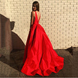 Elegant A Line Red Long Prom Dresses
