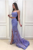 Elegant Two Pieces Mermaid Lilac Lace Long Prom Dress P1476