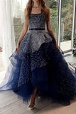 Elegant Ball Gown Navy Blue Strapless Prom Dresses Long Cheap Formal Dresses P1111