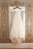 Elegant Sweetheart Spaghetti Straps Chiffon Ruffles Wedding Dresses, Bridal Dresses PW777