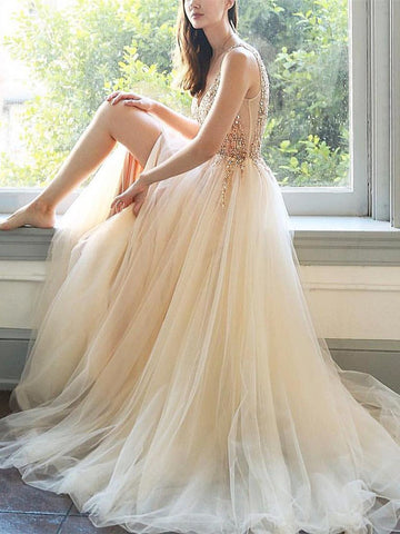 products/Elegant_Tulle_V_Neck_Beaded_Rhinestones_A-line_Prom_Gowns_Slit_Long_Prom_Dresses_PW530-1.jpg