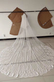 3M Long Tulle Appliques Wedding Veils W1132