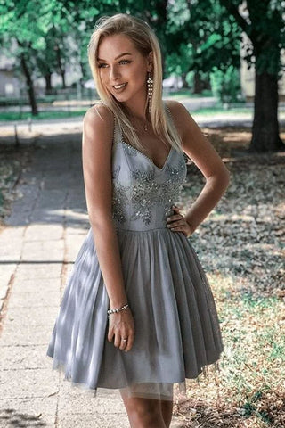 products/Gray_V_Neck_Short_Prom_Dresses_Straps_Above_Knee_Homecoming_Dress_with_Appliques_H1142-2.jpg