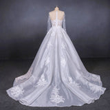 Long Sleeve Sweetheart White Bridal Dress with Applique Wedding Dress W1145