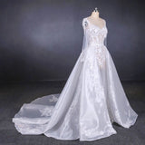 Long Sleeve Sweetheart White Bridal Dress with Applique Wedding Dress W1145