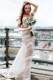 Elegant Sweetheart Lace Strapless Mermaid Ivory Wedding Dress Long Bridal Dress W1265