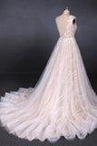Puffy Lace Off White Wedding Dress Elegant A Line Backless Bridal Dress W1137