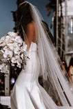 Spaghetti Straps Mermaid Satin Sheath Ivory Wedding Dresses, Wedding Gowns W1207