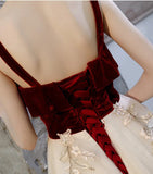 Elegant A Line Straps Sleeveless Party Dresses with Appliques Long Prom Dresses P1570